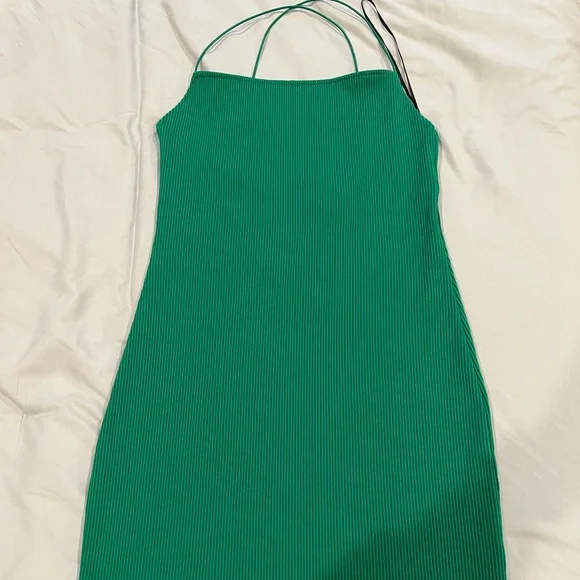 green shirt dress h&m Perla Seahorse Green Plunge Neck Dress – Azibi main image 0